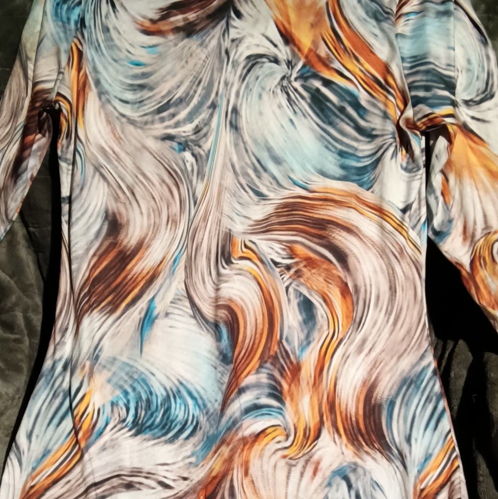 Fashion Nova Ties Dye Long Sleeve Maxi Dress